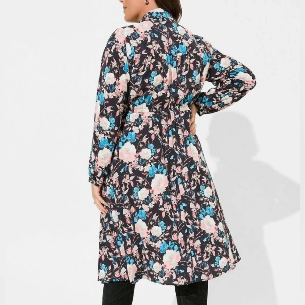 Torrid Midi Studio Crepe De Chine Long Sleeve Button Front Shirtdress Size 1X